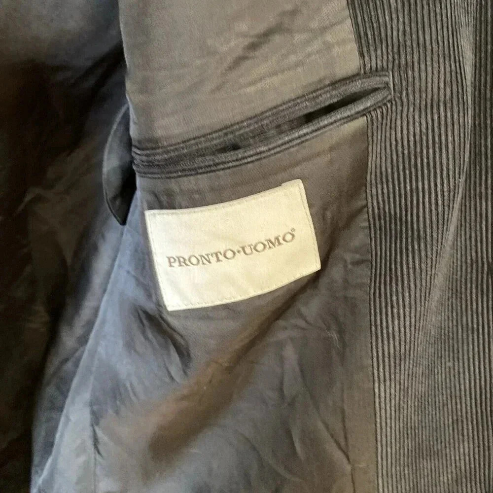 Pronto Uomo Men’s Corduroy Blazer Jacket Black 40 Short Preppy Academia Casual - Picture 6 of 16